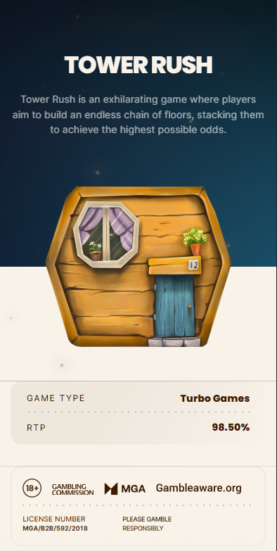Interfejs gry Tower Rush z podglądem wież i bonusów