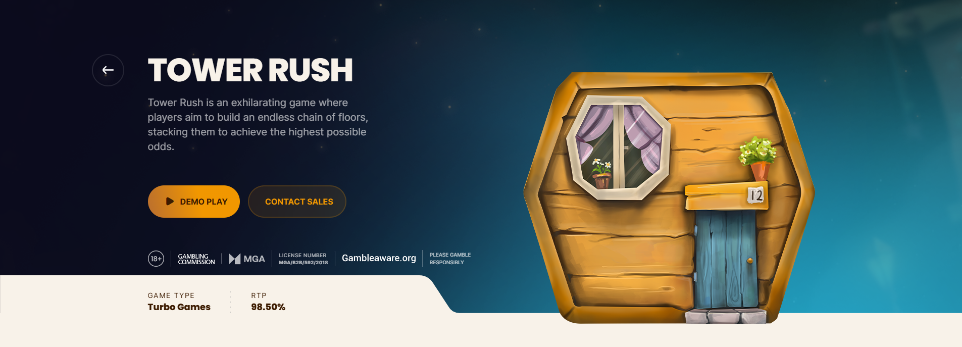 Interfejs gry Tower Rush z podglądem wież i bonusów